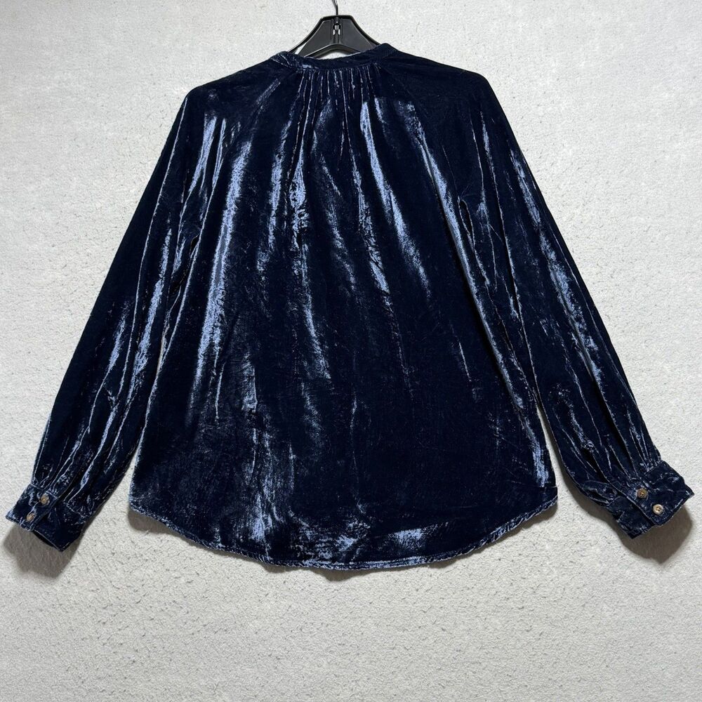 Anthropologie Pilcro Mara Relaxed Velvet Blue Button Down Shirt Women’s Medium - Picture 8 of 12